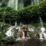 Benang Kelambu Waterfall lush green curtain view.